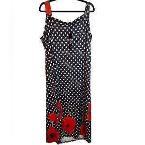 Floral Polka Dot Lily by Firmiana Size 2XL Red & Black NWT Shift Maxi Dress